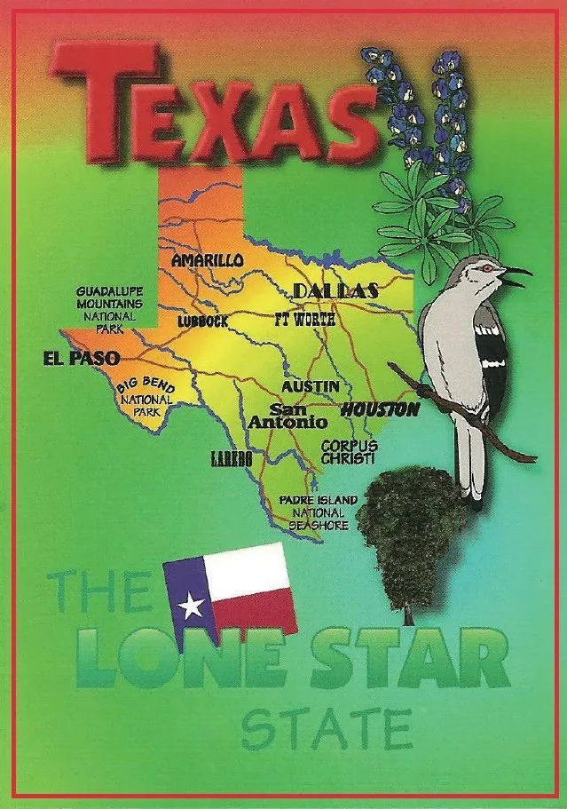 Usa Travel Magnets Gifts  78*54Mm Unite States Texas Map Vintage Postcards Fridge Magnet 20022