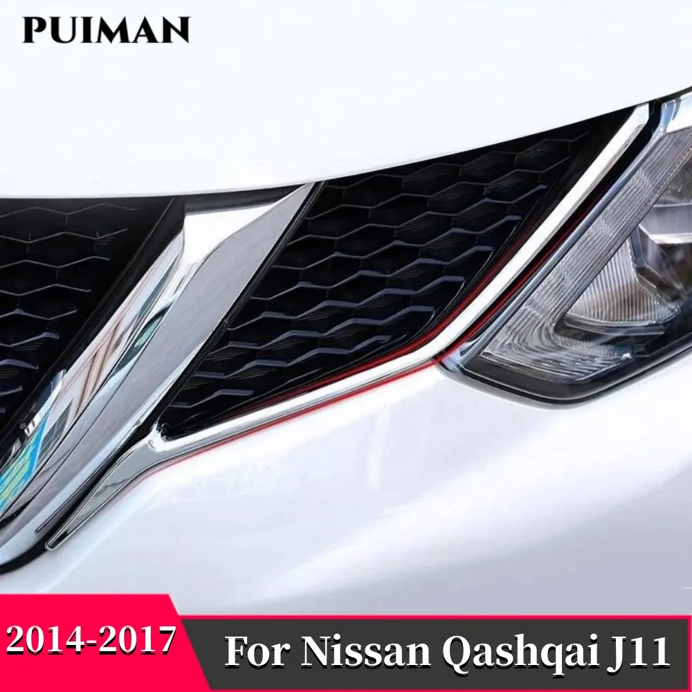 

Car Front Grille Grill Cover Trim Molding For Nissan Qashqai J11 2014 2015 2016 Rogue Sport ABS Chrome Auto Styling Accessories