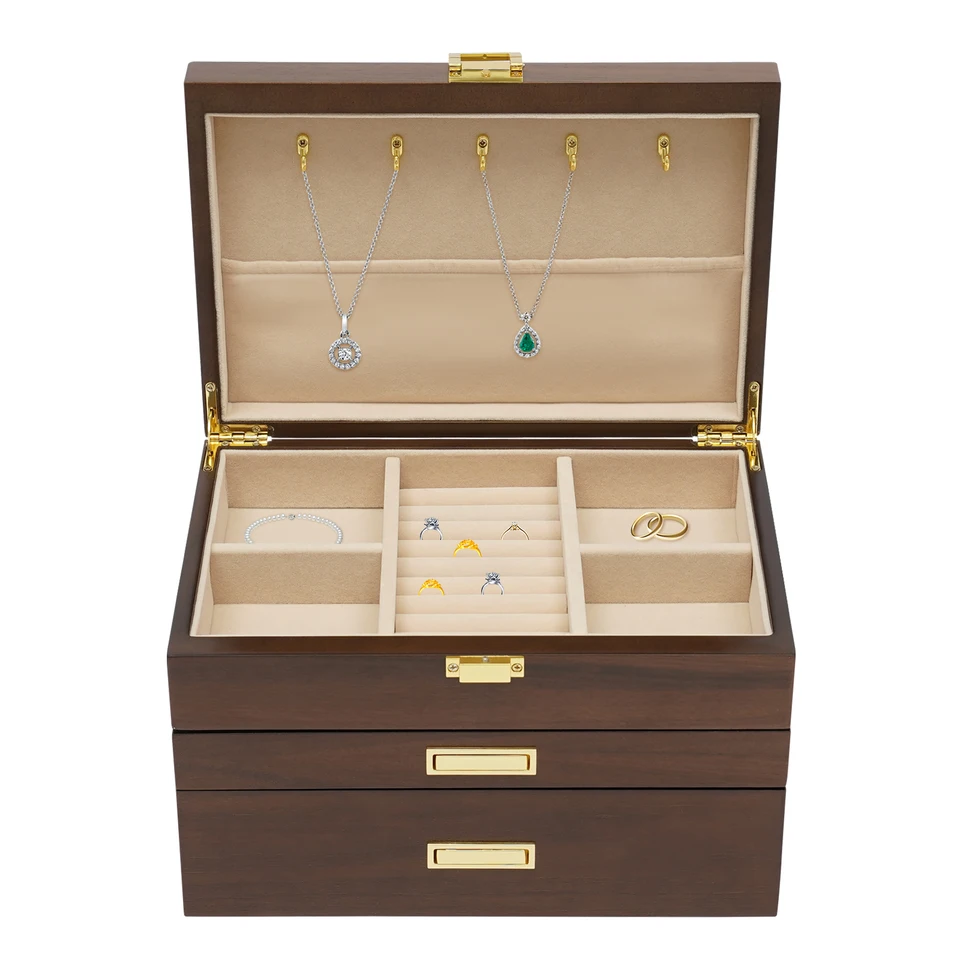 Modern Black Walnut Jewelry Box for Organizing Accessories