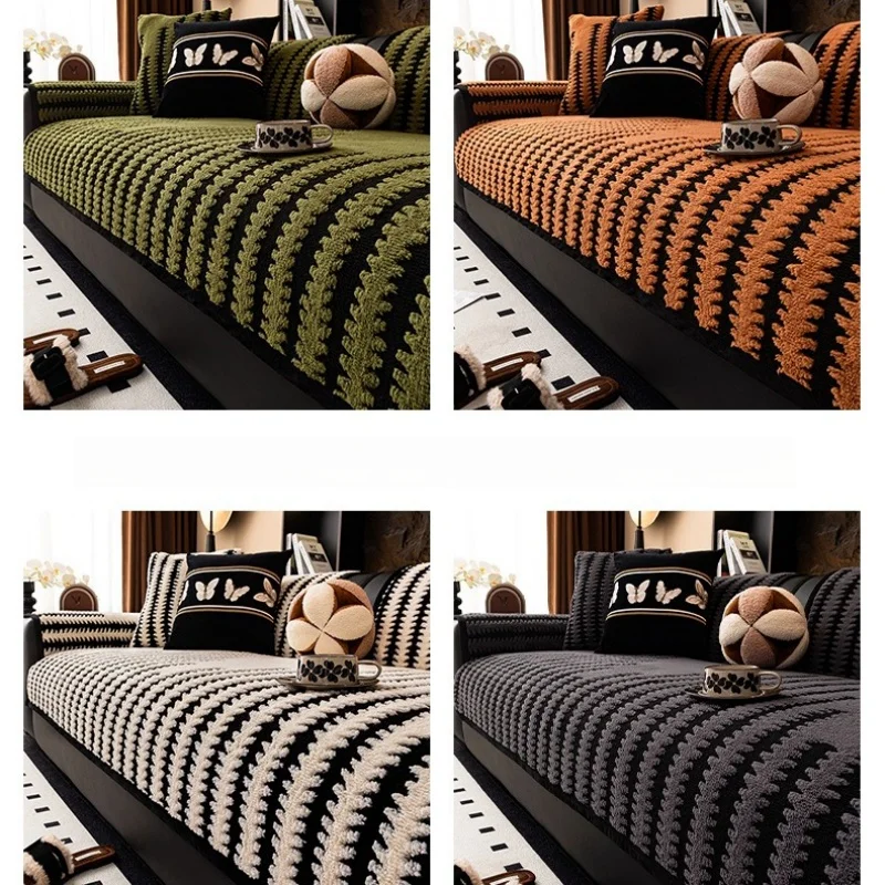 Sofa Cover Furniture Cover Sofa Towel Warm Jacquard Tuffed Fleece Anti-Slip for Living Room Couch Seat Cover Universal Sofa Slipcover