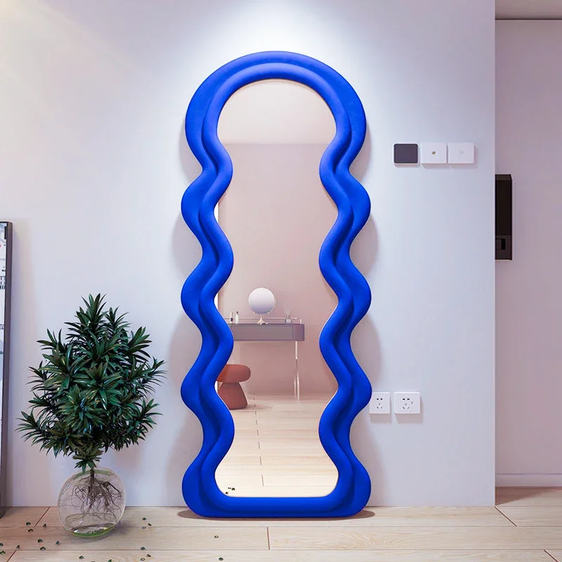 

Wavy Large Decorative Wall Mirrors Full Body Irregular Floor Shower Makeup Mirror Nordic Crafts Espejo Joyero Decoration Home