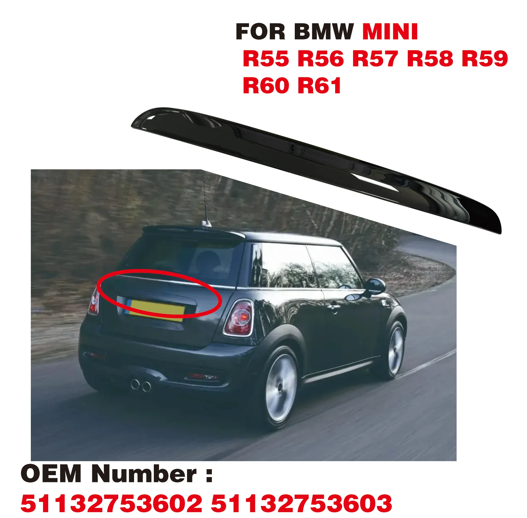 51132753603 BMW 미니 쿠퍼 R55 R56 R57 R58 R59 테일 게이트 핸들과 호환되는 크롬 해치 뒷 트렁크 핸들 교체