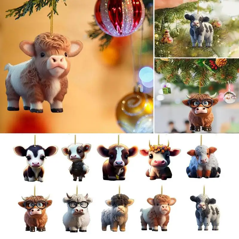 

Cute Cartoon Cow Car Pendant Home Tree Decoration, Christmas Tree Ornament, Home Car Decor Christmas Decoration for Kids Gifts