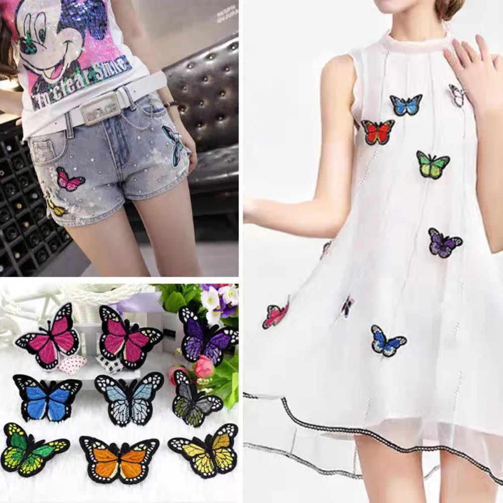 

5Pcs Colour Butterfly Patch Applique For Clothing Backpack Curtains Embroidery Patches On Clothes Diy Manual Ironing Sewing
