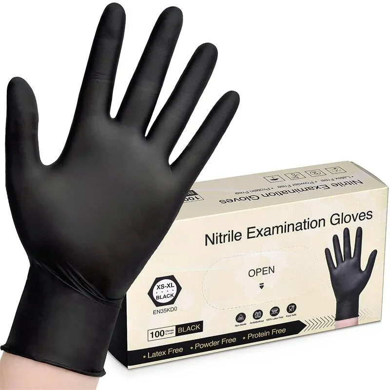 

Disposable Black Nitrile Gloves 100Pcs Latex Free Waterproof Anti Static Durable Versatile Working Tattoo Gloves Cooking Kitchen