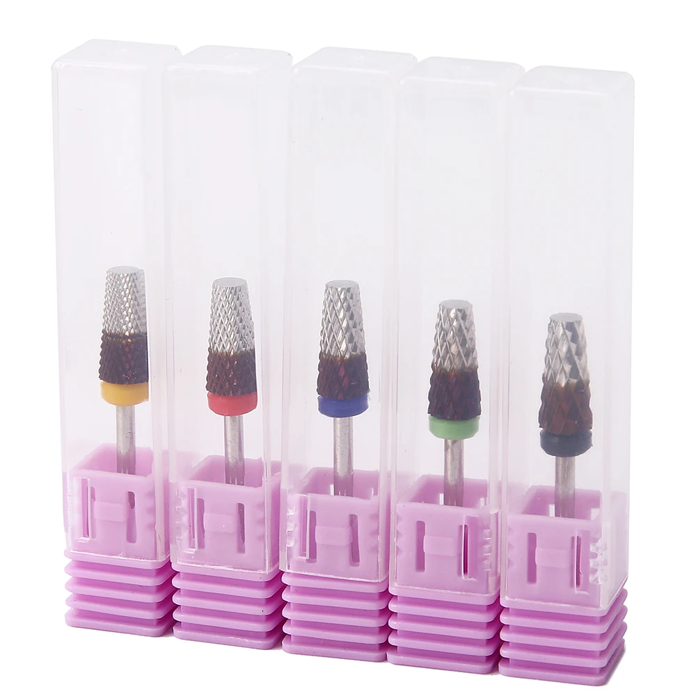 전기 드릴용 네일 드릴 비트, 매니큐어 기계 액세서리, 2 색 텅스텐 카바이드 세라믹 밀링 커터, 네일 파일