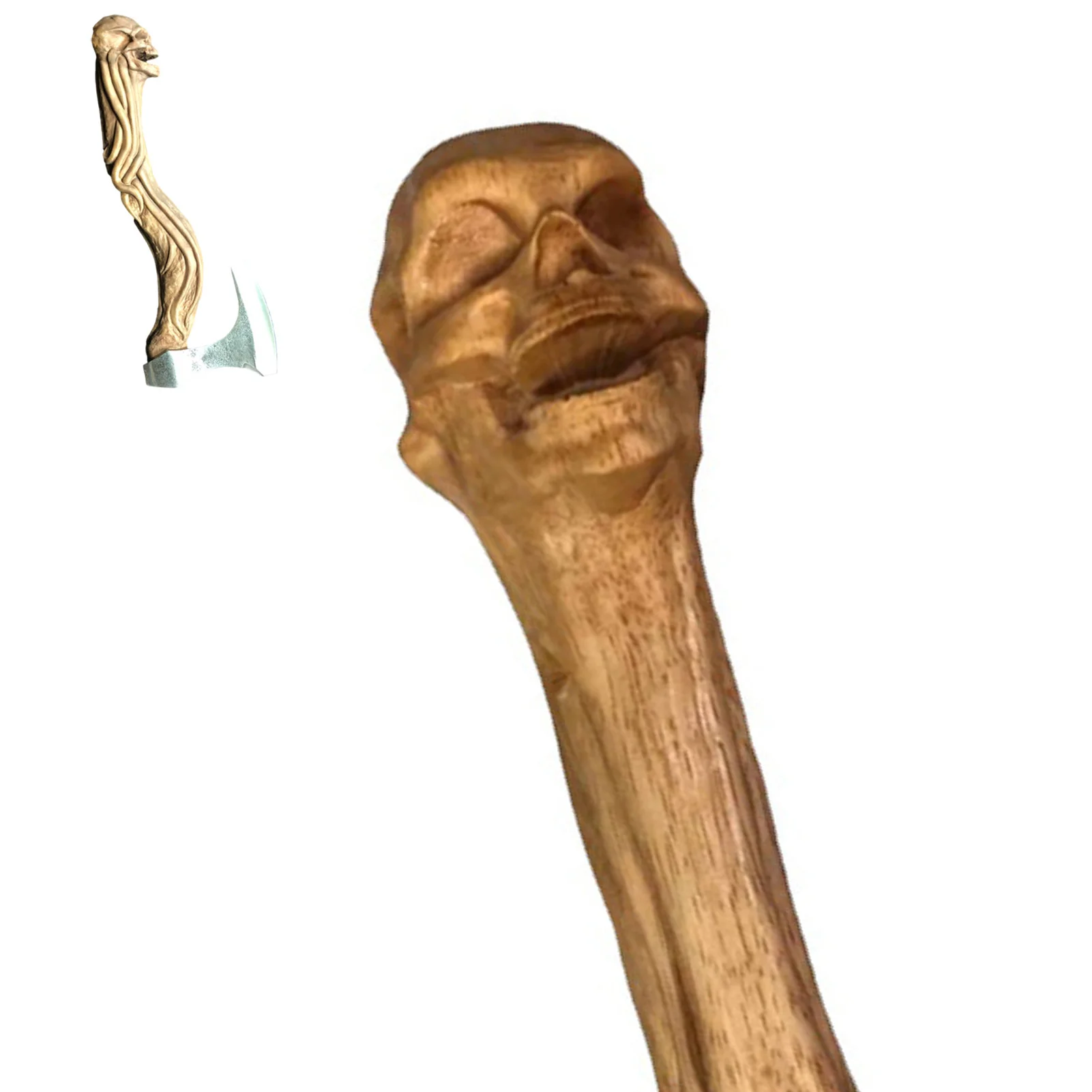 

Рукоятка для топора с резьбой в виде черепа, сменный эргономичный держатель для топора из натурального дерева, сменные твердые деревянные ручки для топора, 18 дюймов