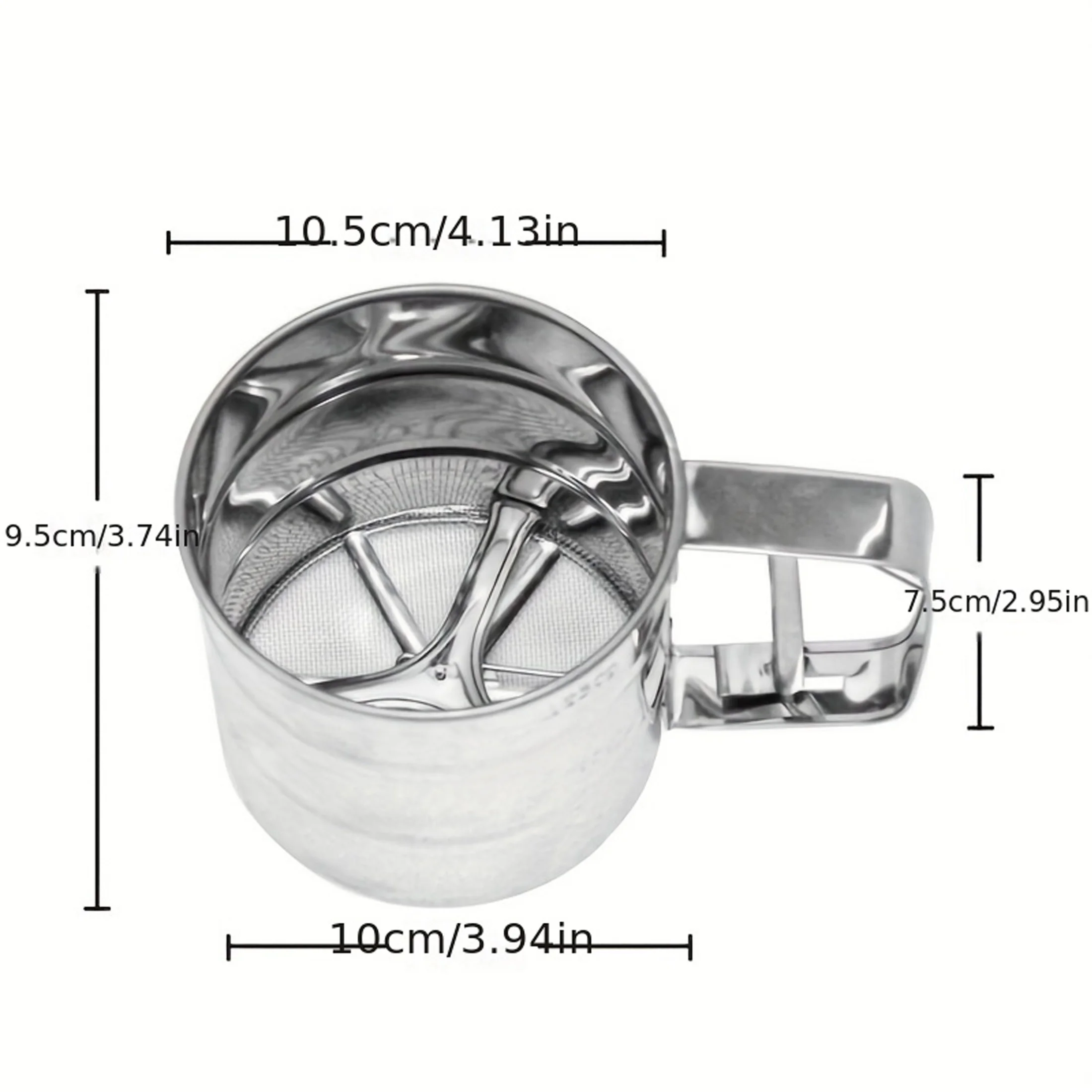 Stainless Steel Crank Sifter 3 Cup