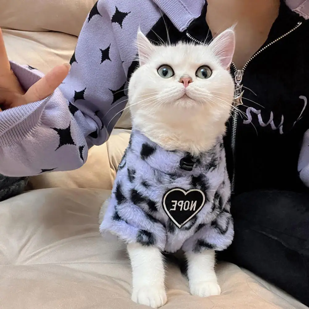 WCJ 猫耳ダウン Leopard Print Winter Cat Clothes 2-legged Thickened Warm