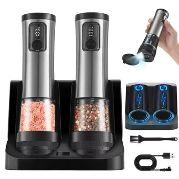 USB Rechargeable Electric Salt And Pepper Grinder Set 1