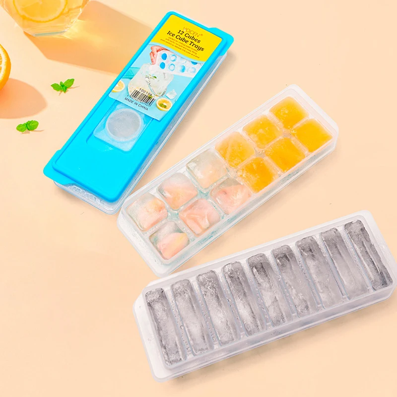 

Ice Cube Tray Long Ice Stick Tray Silicone with Lid Rectangular Narrow Stick Reusable Flexible Easy Release for Small Mouth