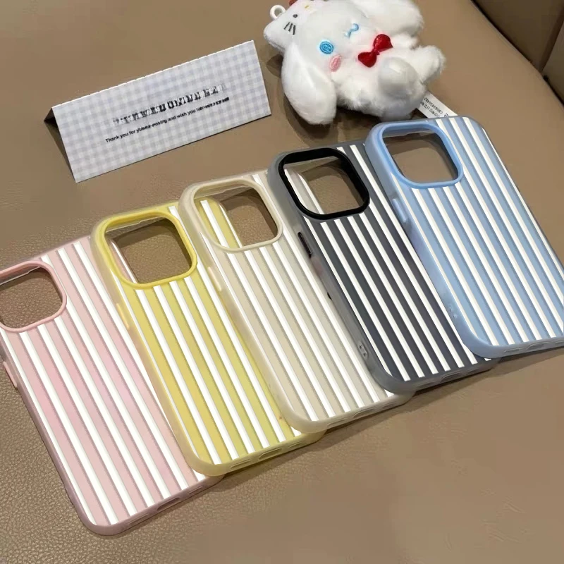 Matte Candy Color Case with Simple Stripes Design