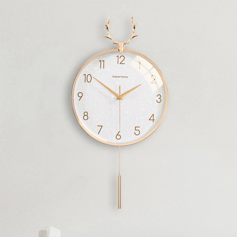 Wall clock table decoration accessories pure copper antler shape bedroom Interior luxury silent pendulum home fashion Nordic art 3