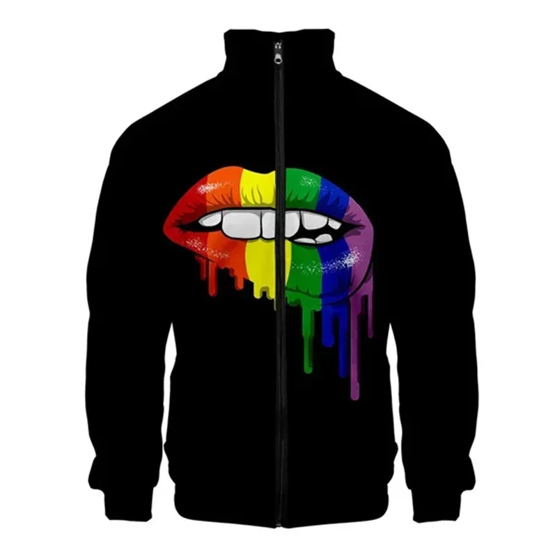 thumbnail image 1 of Chaqueta con cremallera y estampado 3D de arcoíris LGBT para hombres y mujeres, chaqueta holgada de manga larga con estampado del Día del Orgullo Gay, chaqueta con personalidad, top de calle, 1 of 5