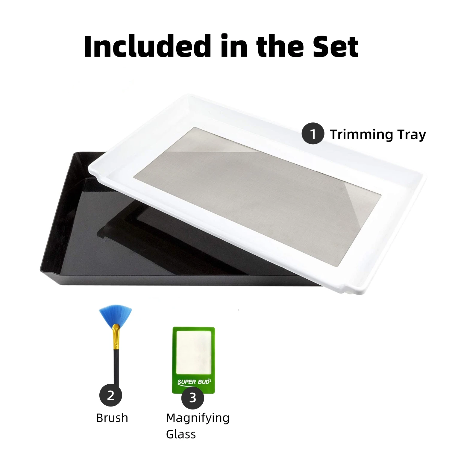 Trim tray set Durable 2-Tier Tray 150 Micron Screen Tray ABS Trimming Bin for Buds and Herb