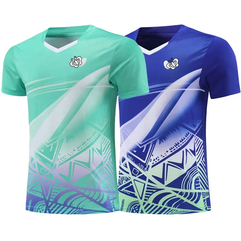 table tennis clothes for men and women quick drying breathable light tennis T-shirt team printed pattern and