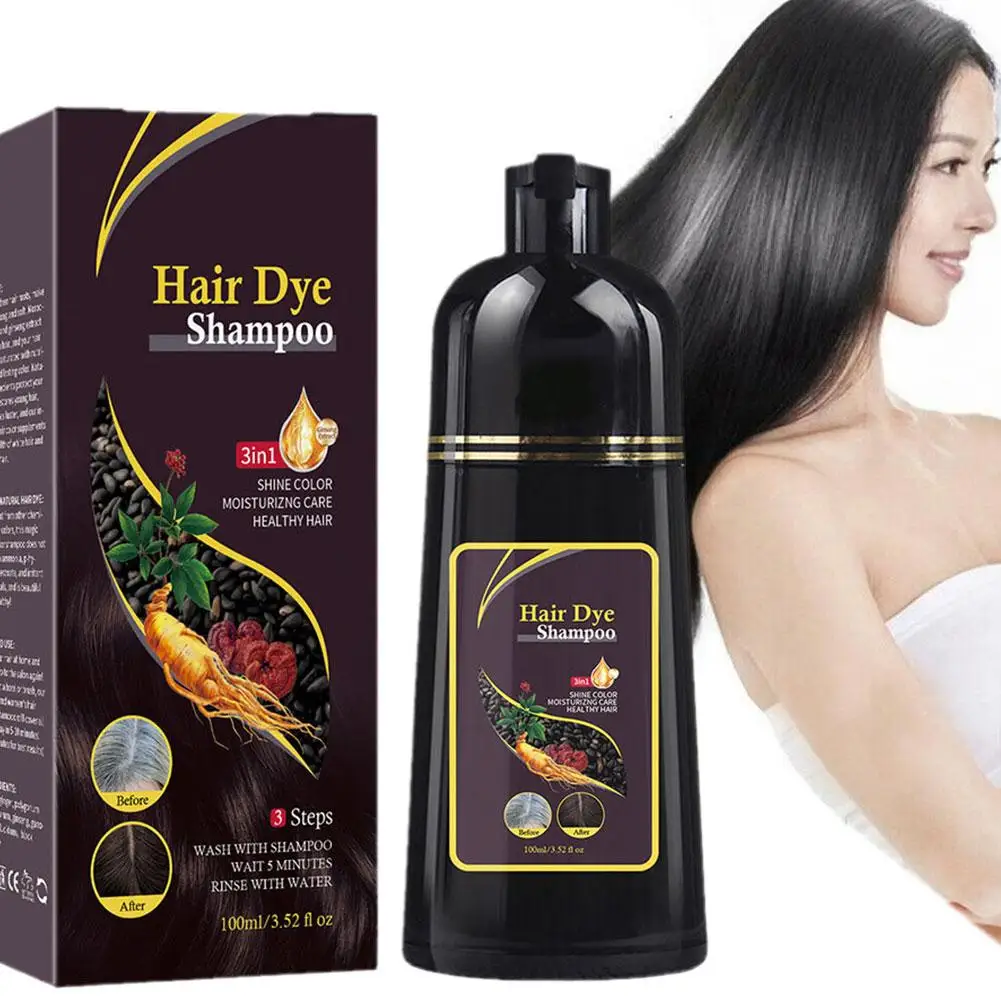 3In1 Hair Dye Shampoo Fluffy Oil Control Nourish Hair Shampoo Instant Hairs Gray To Black Polygonum Multiflorum Natural Hair Dye