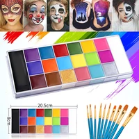 Face Body Oil Paint Painting Pigment Non Toxic Safe Kids Flash Tattoo Painting with Brush Art Halloween Cosplay Party Makeup 2