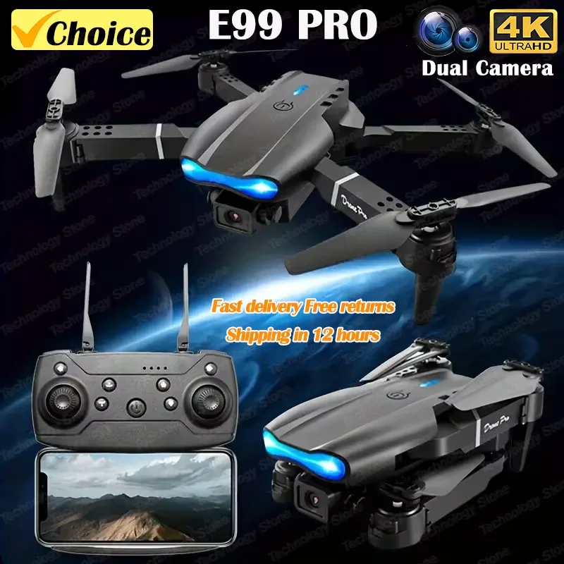 E99 Pro Drone Quadcopter Remote Control Handle Four Axis Aircraft HD 6K Photography UAV Altitude Fixation Helicopter Toys