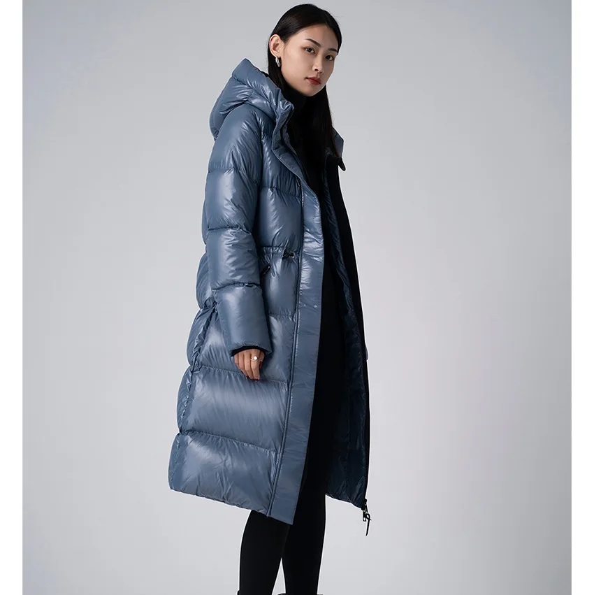 Super windproof, waterproof, high-end cold resistant hood design, thickened 90 goose down down jacket, women's long coat Winter