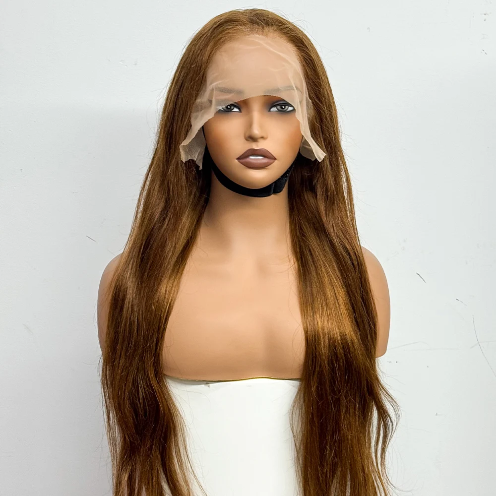 Chocolate Brown Straight Human Hair Wig 13x4 #4 Color 22-34inch Straight 13x4 Lace Frontal Human Hair Wig 250% Density For Women