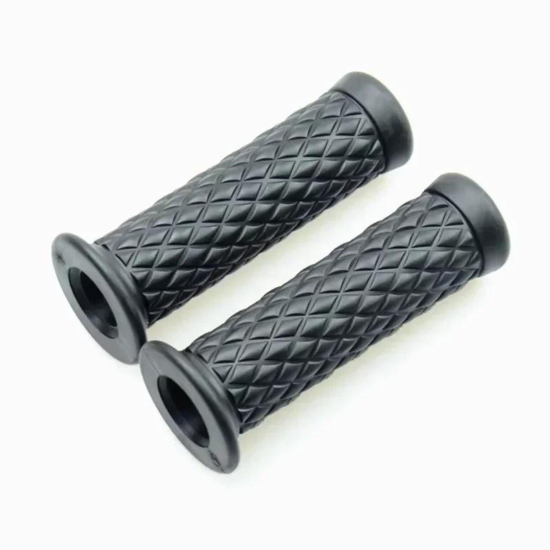 Universal Retro Non-Slip Rubber Motorcycle Handlebar Grips, 7/8 22mm 24mm