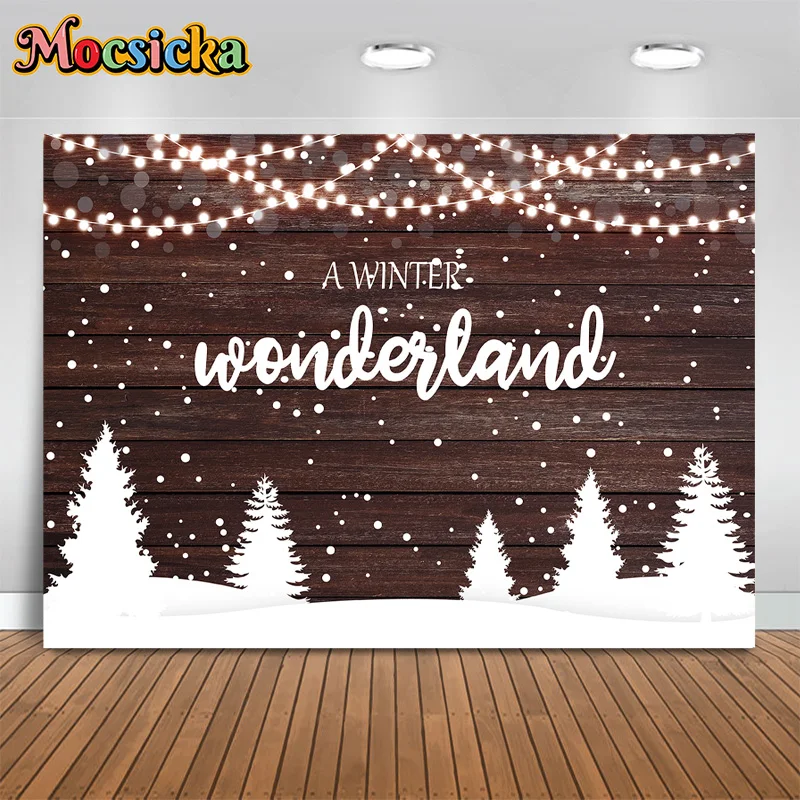 

Winter Photography Backgrounds Snowy Pine Tree Glitter Backdrops New Year's Eve Birthday Party Cake Smash Kids Photo Studio