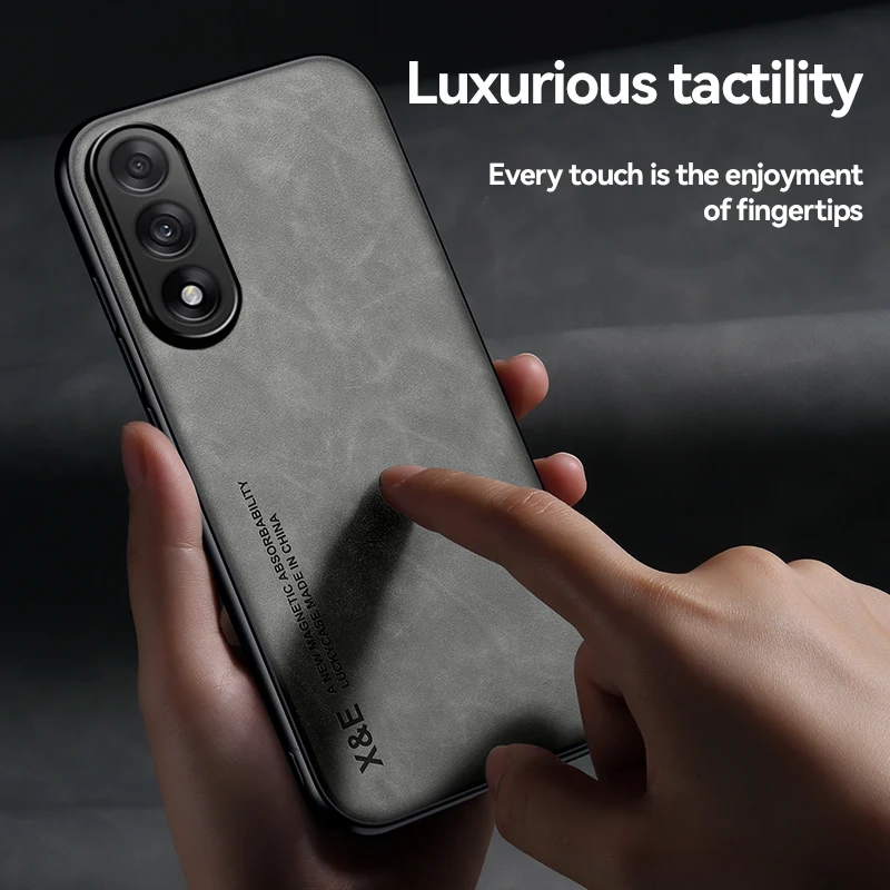 Luxury Leather Texture Shockproof Case with Magnetic Attraction and Silky Feel