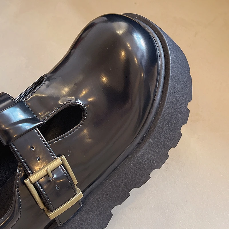 Aphixta Luxury Leather Women Platform Shoes 7.5cm Chunky Heel Buckle Modern Boots Shoe Wine Red Woman Boats botines para mujeres