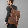 New Wax Canvas Bag with Genuine Leather Travel Outdoor Backpack Horseskin Men's Bag 1