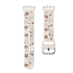 Floral Engraved Watch Band with Silver Rose Gold Metal Connector - Women's Replacement Wristband - Samsung galaxy fit3 (B Starlight Brown)