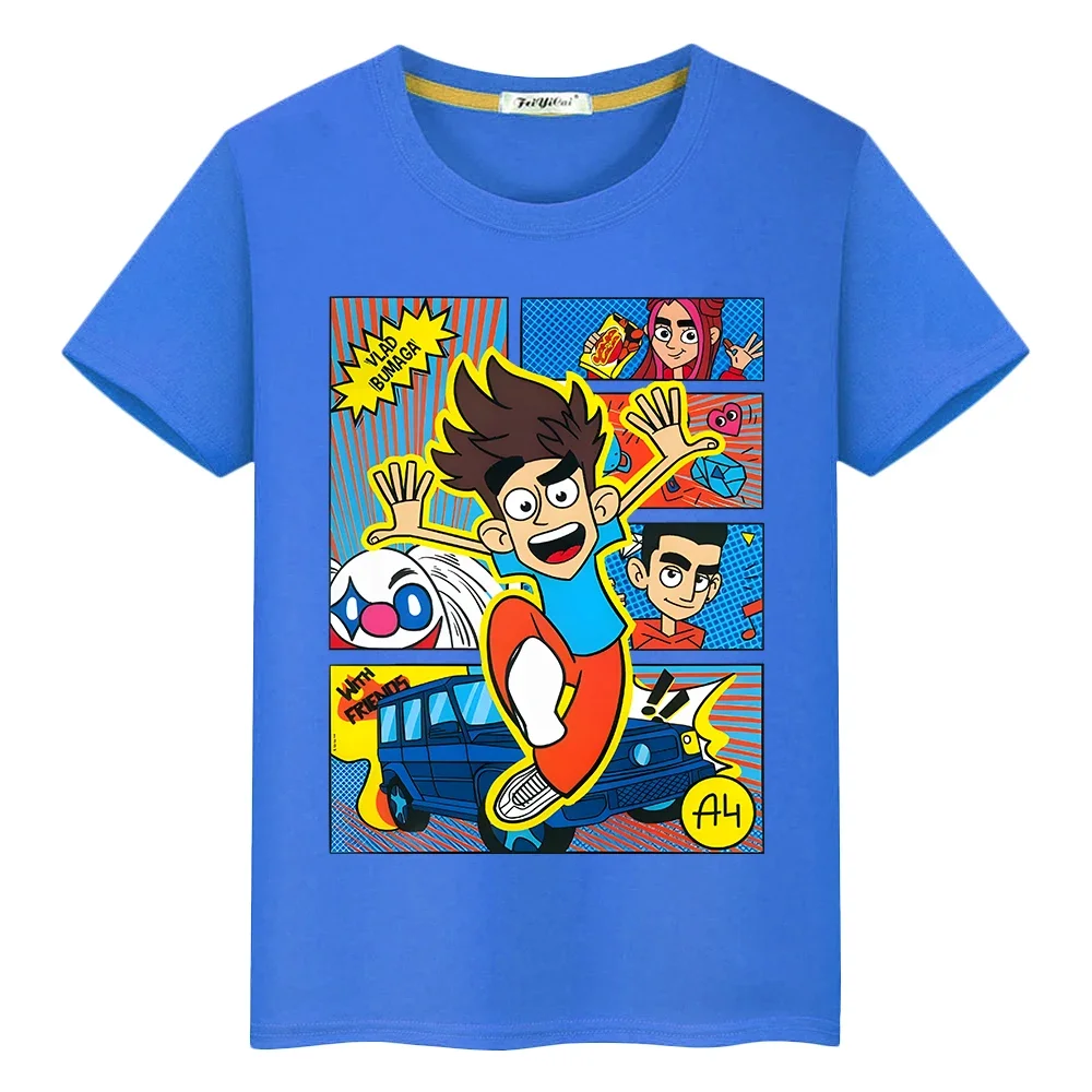 Kawaii Merch A4 Print 100% Cotton T-shirt boys Tops y2k one piece pride tshirt Влад Бумага А4 anime Tees Short kids clothes girl 3