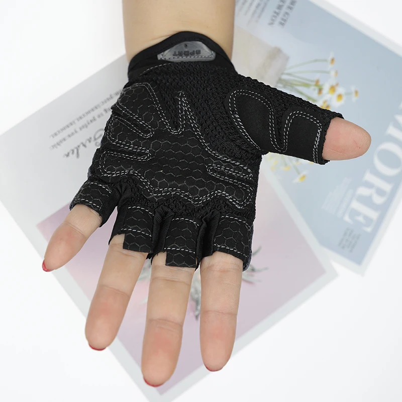 Cycling Fingerless Gloves for Women Men Fitness UV Protection Gym Barbell Breathable Mesh Anti-Slip Summer Fishing Bicycle 5