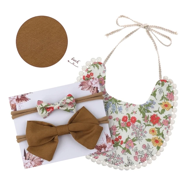 ѱ Ÿ Ÿ 3Pcs ϸϾ ư ι Ӹ  Ʈ  ɹ  μ Bowknot Ӹ  ϸϾ ư  Burp Cloths  ׼