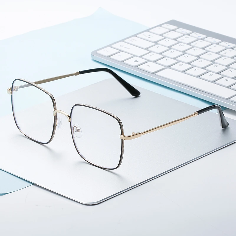 Diopter 0 -0.5 -1.0 To -6.0 Big Frame Square Minus Glasses With Prescription Women Men Metal Full Frame Nearsighted Eyeglasses 5
