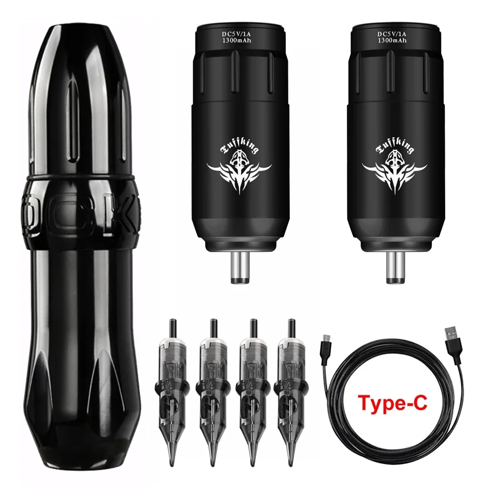 

Wireless Tattoo Machine Set DC Jack Rotary Tattoo Pen Kit Mini Battery Power Supply with Cartridge Needle Permanent Make-up Tool