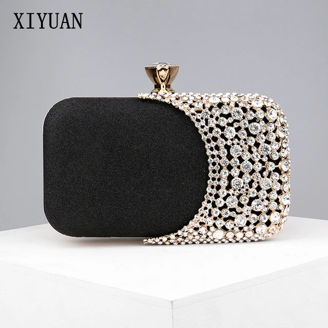 XIYUAN Women Black/Gold/Silver Crystal Evening Clutch Bags New