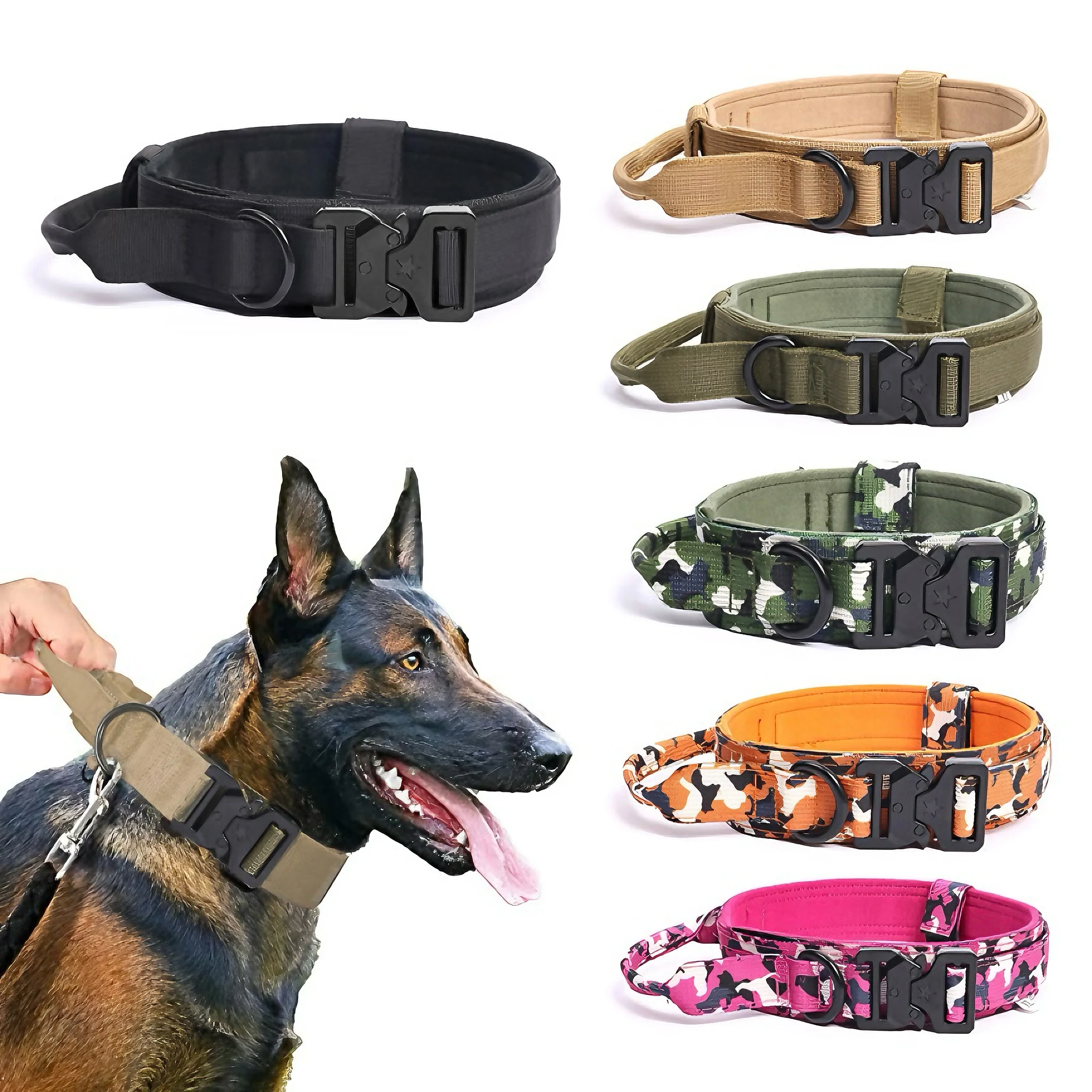 Adjustable Tactical Dogs Collar Traction Rope Military Pets Collars German Shepherd Training Medium Large Dog Pet Accessories Adjustable Tactical Dogs Collar Traction Rope Military Pets Collars German Shepherd Training Medium Large Dog Pet Accessories