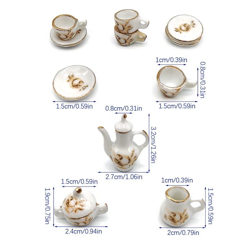 ドールハウス用ミニチュアセラミックティーセット,ミニティーカップ