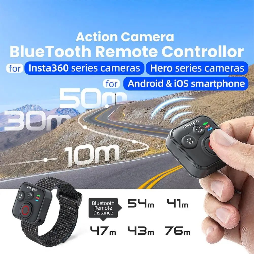 Bluetooth Smart Remote Control for Insta360 GoPro HERO Series Smart Phones Wireless 50m Remote Control Range