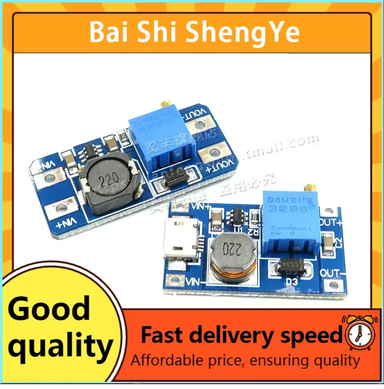 BSSY MT3608 DC-DC 부스터 모듈, 2A 부스터 보드, 입력 전압 2-24V, 최대 5, 9, 12,-28V 조절 가능
