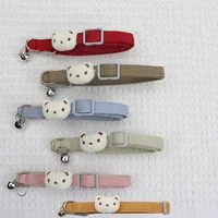 Pet Adjustable Corduroy Cartoon Cat collar Breakaway Cute Neck Collar with Bell for Small Dogs Puppy Kitten Ornaments Things 1