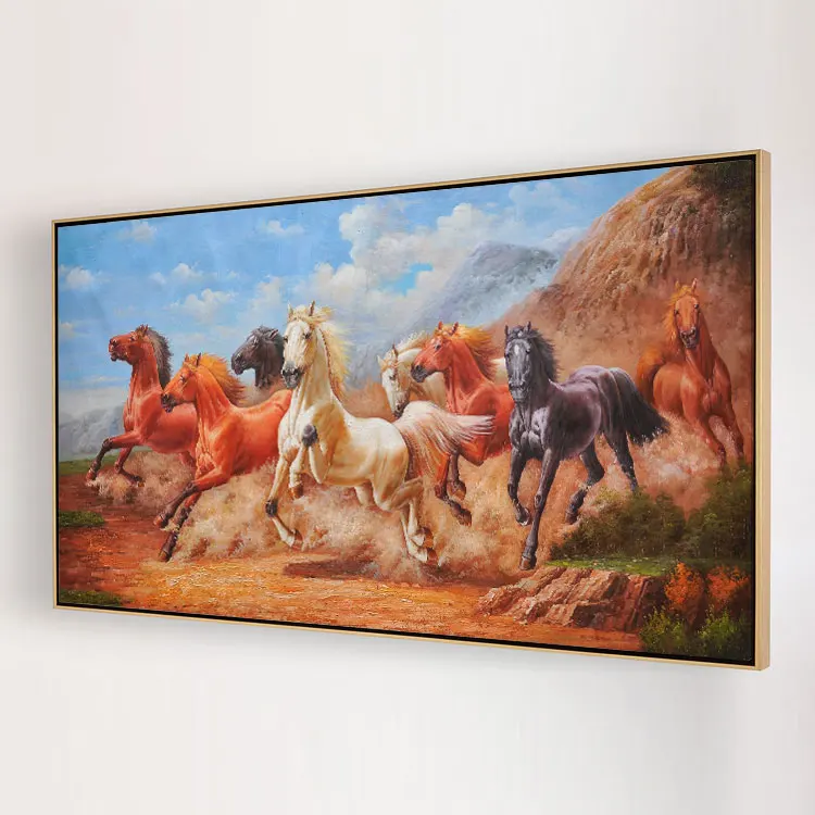 Handmade Home Goods Wall Decor Art Famous Running 8 Horses Painting