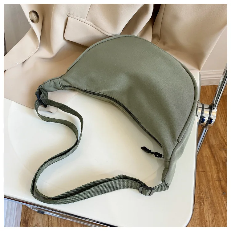 

Solid Color Nylon Chest Bag Dumpling Bag For Women 2023 Trendy Half Moon Crossbody Messenger Bag Daily Street Women Bag Dropship