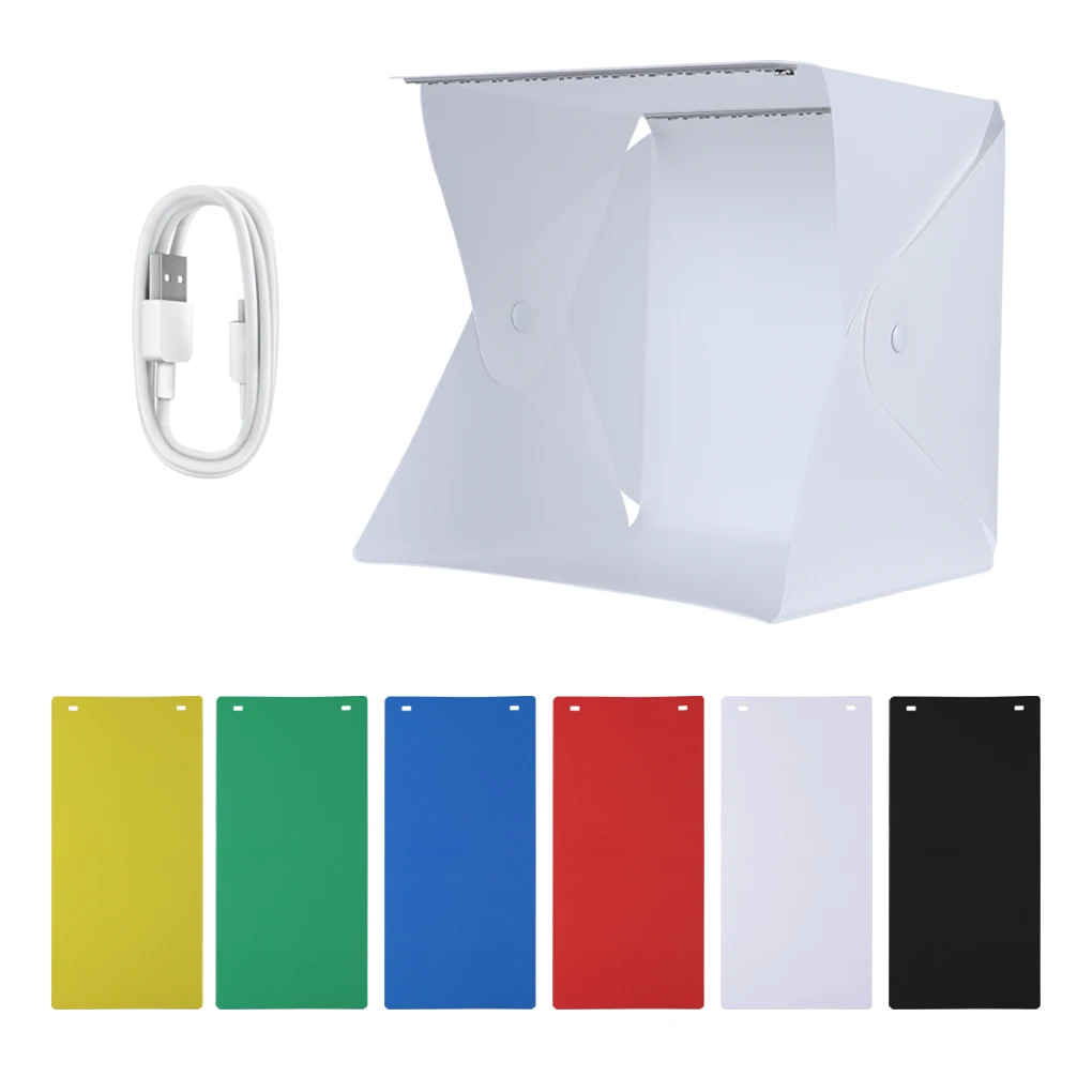 휴대용 PVC 사진 텐트 접이식 5V LED 2x5600k 2x550lm 이동식 전문 6 배경 천 집 사무실 스튜디오 상자