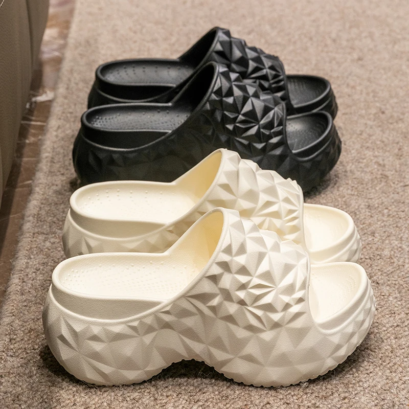 7CM Women Summer High Heeled Slippers Ladies Indoor Wedges Non-slips Sandals Couples Outdoor Beach Thick Sole EVA Flip Flops 3