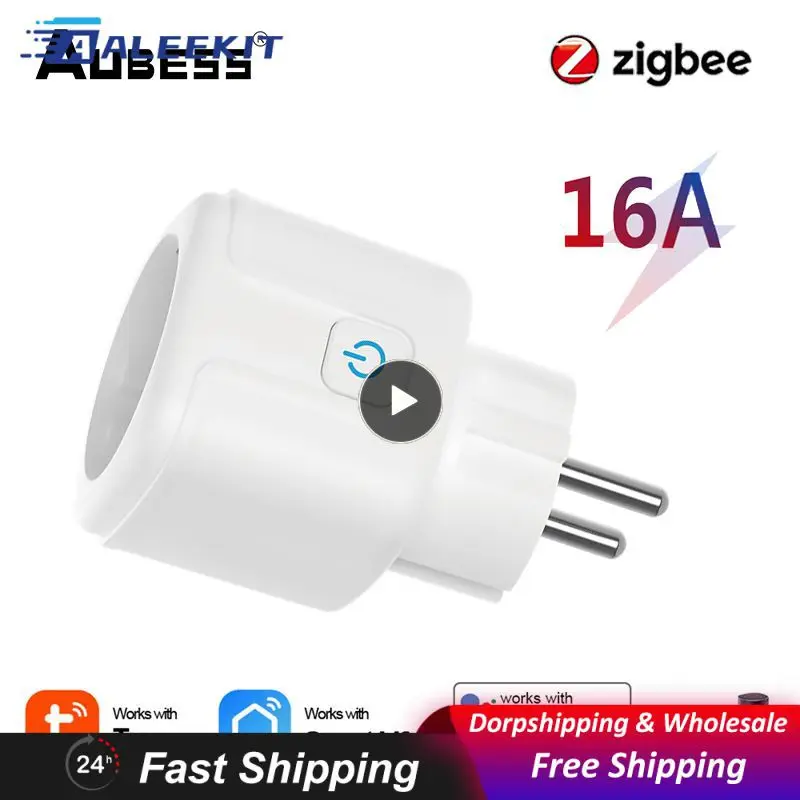 

Розетка смарт-розетка Zigbee 16 А с голосовым управлением, умная розетка с голосовым управлением, европейская вилка, для Alexa Google Home, 1 ~ 8 шт.