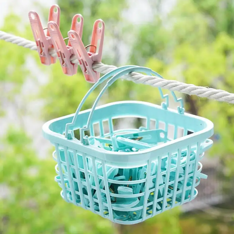 Description Picture 5 of item30Pcs Plastic Clothes Pegs With Basket Laundry Clothespin Clothes Pins Storage Organizer Quilt Towel Clips Cabides Hanger