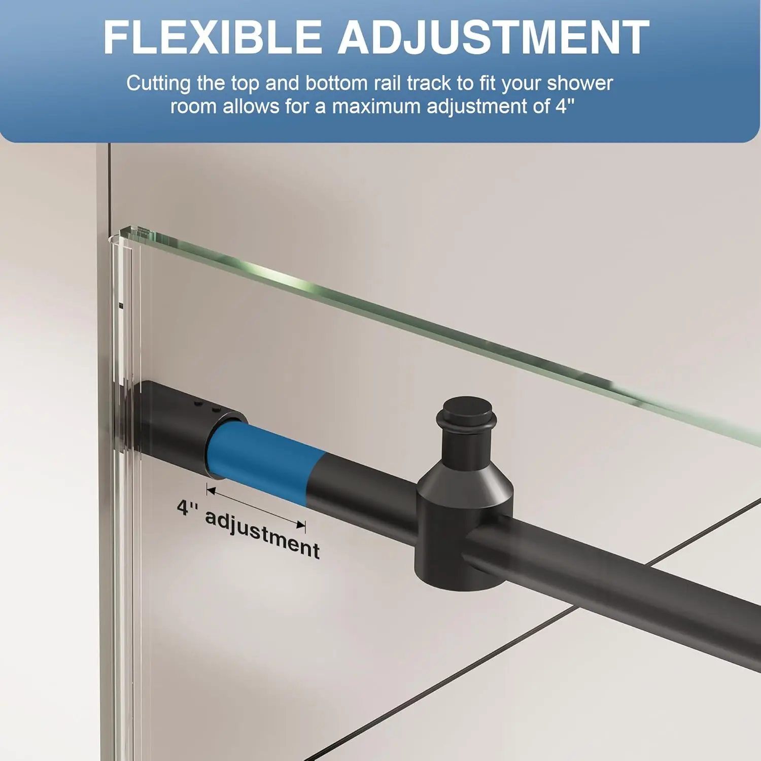 Kpuy Frameless Shower Door, 56-60"" W X 76"" H Glass Shower Door, Sliding Shower Door With 1/4"" (6Mm) Tempered Glass, 6