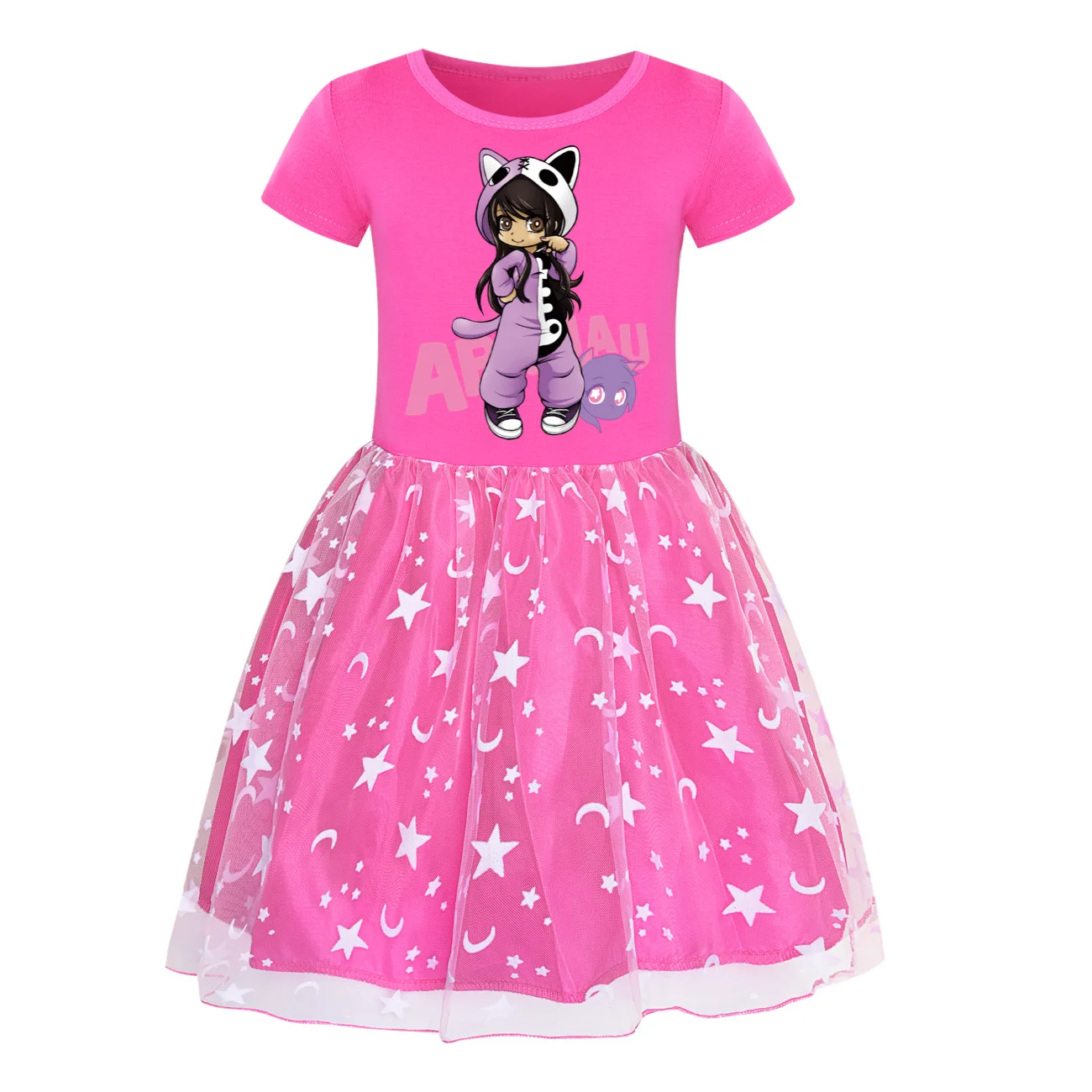 Anime Aphmau Cat Dress for Baby Girls Super Cats Cosplay Costume Kids Summer Ball Gown Wedding Party Princess Vestidos